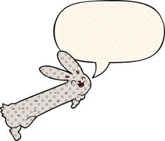 drôle de lapin de dessin animé et bulle de dialogue dans le style de la bande dessinée vecteur