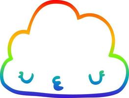 ligne de gradient arc en ciel dessinant un nuage de dessin animé mignon vecteur