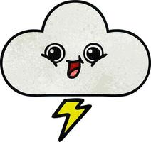nuage d'orage cartoon texture grunge rétro vecteur