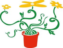 doodle de dessin animé d'une plante à fleurs vecteur