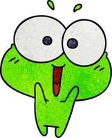 kawaii dessin animé texturé grenouille mignonne excitée vecteur