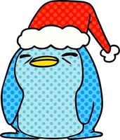 dessin animé de noël de pingouin kawaii vecteur