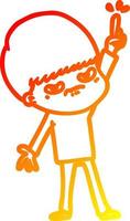 ligne de gradient chaud dessinant un garçon de dessin animé en colère vecteur