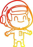 ligne de gradient chaud dessin homme astronaute de dessin animé heureux vecteur