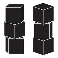 cubes en bois pour la construction de tours, icône de pochoir noir, illustration vectorielle isolée vecteur