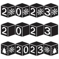 calendrier pour noël, nouvel an fait de cubes avec le numéro 2023, illustration vectorielle silhouette noire vecteur