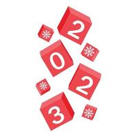 calendrier pour noël, cubes tombant du nouvel an avec le nombre 2023, illustration vectorielle de couleur vecteur