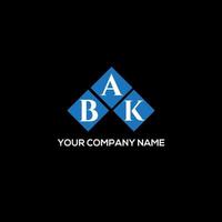 bak lettre design.bak lettre logo design sur fond noir. concept de logo de lettre initiales créatives bak. bak lettre design.bak lettre logo design sur fond noir. b vecteur