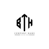 création de logo de lettre bth avec forme de polygone. bth création de logo en forme de polygone et de cube. modèle de logo vectoriel bth hexagone couleurs blanches et noires. monogramme bth, logo d'entreprise et immobilier.