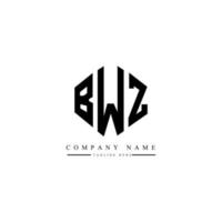 création de logo de lettre bwz avec forme de polygone. création de logo en forme de polygone et de cube bwz. modèle de logo vectoriel hexagone bwz couleurs blanches et noires. monogramme bwz, logo d'entreprise et immobilier.