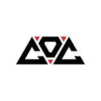 création de logo de lettre triangle coc avec forme de triangle. monogramme de conception de logo triangle coc. modèle de logo vectoriel triangle coc avec couleur rouge. coc logo triangulaire logo simple, élégant et luxueux. coco