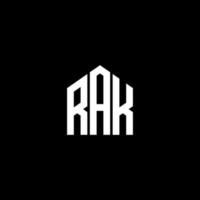 création de logo de lettre rak sur fond noir. concept de logo de lettre initiales créatives rak. conception de lettre rak. vecteur