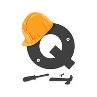 logo de construction q initial vecteur