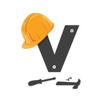 logo de construction initial v vecteur