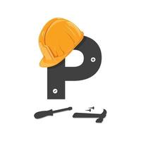 logo de construction initial p vecteur