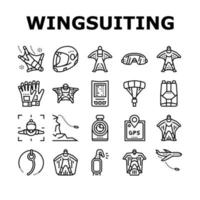 ensemble d'icônes de collection sport wingsuit vecteur