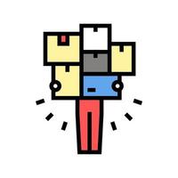 humain avec des boîtes pile couleur icône illustration vectorielle vecteur