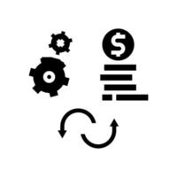 convertisseur de travail en argent icône glyphe illustration vectorielle vecteur
