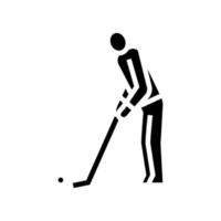 joueur de golf jouant au jeu et frappant la balle glyphe icône illustration vectorielle vecteur