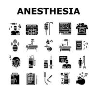 icônes de collection d'outils d'anesthésiste set vector