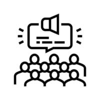 audience publique sur l'illustration vectorielle de l'icône de la ligne du forum vecteur