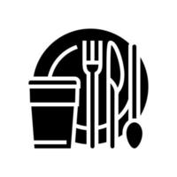 illustration vectorielle d'icône de glyphe en plastique de vaisselle vecteur