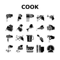 instruction de cuisinier pour préparer le vecteur de jeu d'icônes de repas