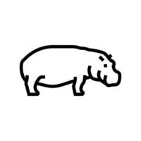 illustration vectorielle de l'icône de la ligne des animaux sauvages de l'hippopotame vecteur