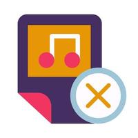 musique, icône de vecteur de glyphe de suppression de fichier audio