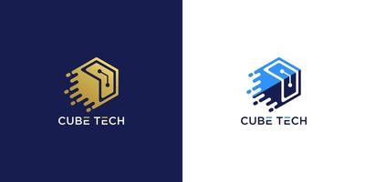 création de logo de technologie cube vecteur