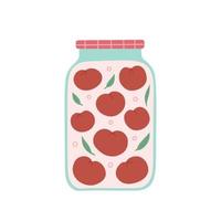 tomates marinées dans un bocal. illustration pour l'impression, les arrière-plans, les couvertures, les emballages, les cartes de voeux, les affiches, les autocollants, le design textile et saisonnier. isolé sur fond blanc. vecteur