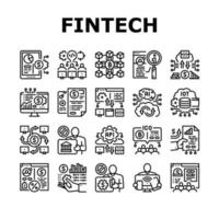 vecteur de jeu d'icônes de technologie financière fintech
