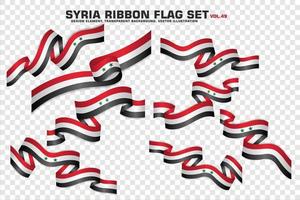 ensemble de drapeaux de ruban de syrie, conception d'éléments, style 3d. illustration vectorielle vecteur