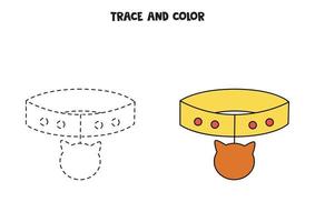 tracer et colorier le collier de chat de dessin animé. feuille de travail pour les enfants. vecteur