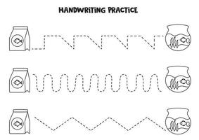 tracer des lignes pour les enfants. aquarium. pratique de l'écriture. vecteur