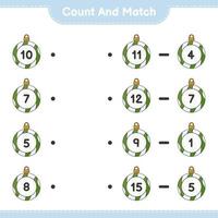 comptez et faites correspondre, comptez le nombre de boules de Noël et faites correspondre les bons numéros. jeu éducatif pour enfants, feuille de calcul imprimable, illustration vectorielle vecteur