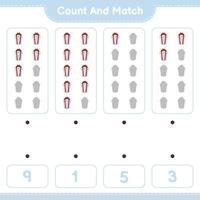 comptez et faites correspondre, comptez le nombre de coffrets cadeaux et faites correspondre les bons numéros. jeu éducatif pour enfants, feuille de calcul imprimable, illustration vectorielle vecteur