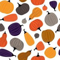 modèle sans couture avec des citrouilles de différentes formes et couleurs. impression d'automne pour les vacances d'halloween. graphiques vectoriels. vecteur