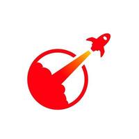 illustration créative de conception de logo de cercle de fusée rouge vecteur