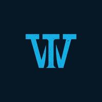 lettre initiale abstraite tw ou wt logo de couleur bleue isolé sur fond bleu foncé appliqué pour le logo du système de suivi également adapté aux marques ou entreprises ayant le nom initial tw ou wt vecteur