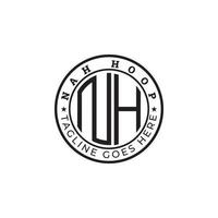 lettre initiale abstraite nh ou hn logo en couleur noire isolé sur fond blanc appliqué pour les vêtements t-shirt et sweat à capuche logo également adapté pour les marques ou les entreprises ont le nom initial nh ou hn. vecteur