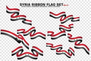 ensemble de drapeaux de ruban de syrie, conception d'éléments, style 3d. illustration vectorielle vecteur