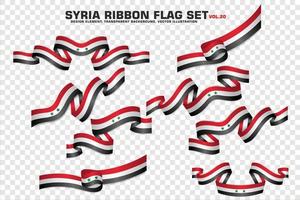 ensemble de drapeaux de ruban de syrie, conception d'éléments, style 3d. illustration vectorielle vecteur