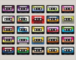 arrière-plan transparent de vieilles cassettes audio colorées rétro vecteur