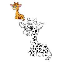 connectez le nombre pour dessiner le jeu éducatif girafe pour les enfants vecteur