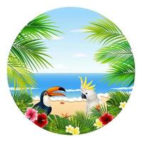 carte d'été avec plante tropicale et oiseau vecteur