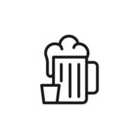 signes de cocktail d'été. symbole de vecteur dessiné dans un style plat avec une ligne noire. parfait pour les publicités, les sites Web, les menus des cafés et des restaurants. icône de la bière dans la tasse