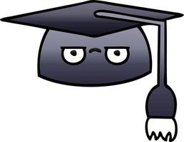 chapeau de graduation de dessin animé ombré dégradé vecteur