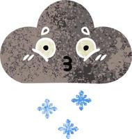 nuage de neige de tempête de dessin animé de style rétro illustration vecteur
