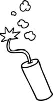 dessin au trait doodle d'un bâton de dynamite allumé vecteur